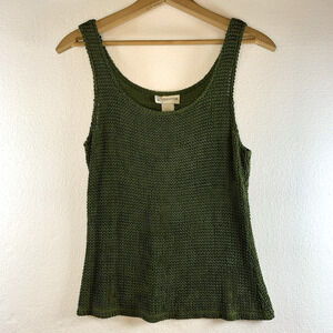 VTG Gantos Womens Open Knit Tank‎ Top Sz S Boho Lagenlook Minimalist Travel USA